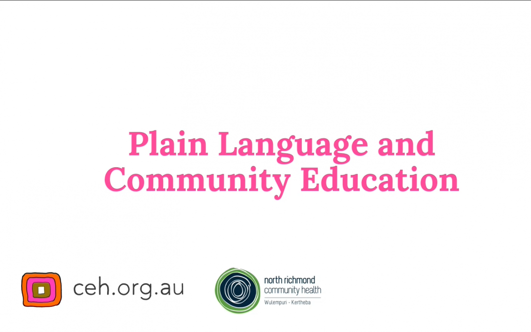 Plain Language and Community Education